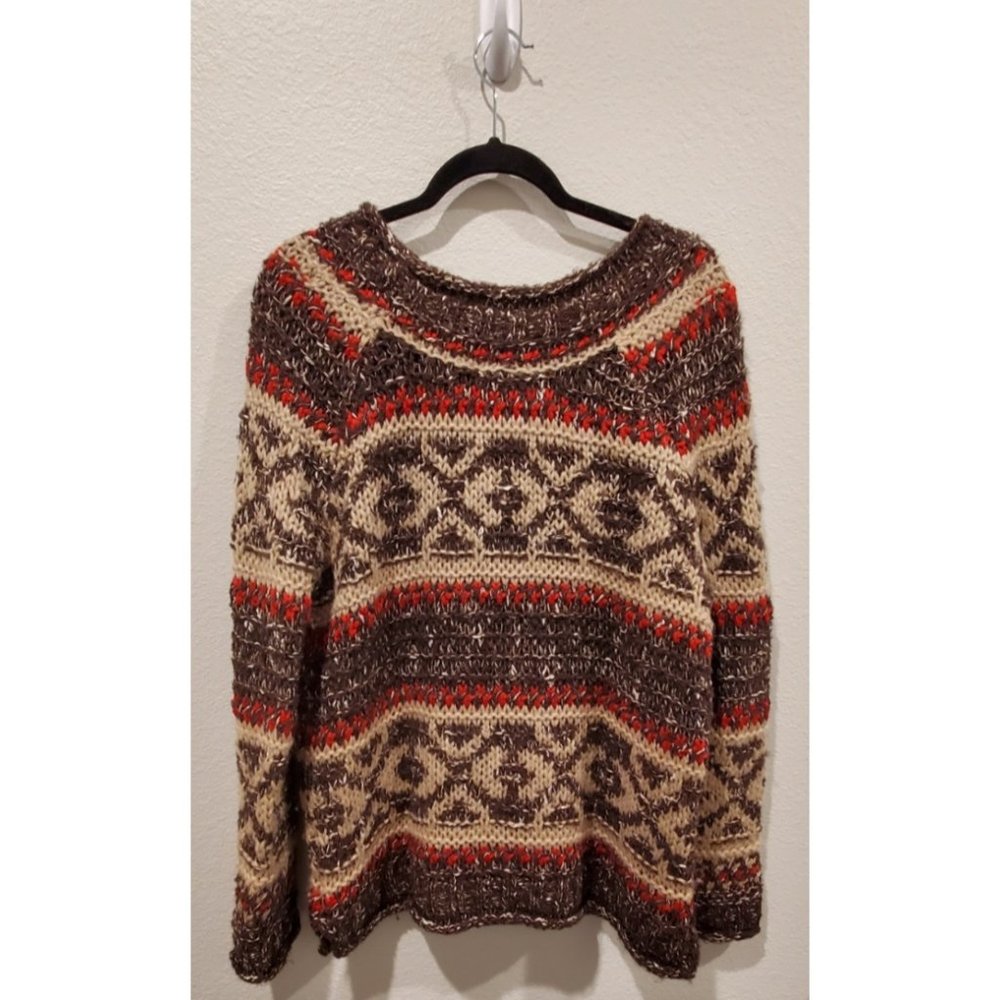 FREE PEOPLE Brown Ivory Red Pullover - Picture 4 of 4